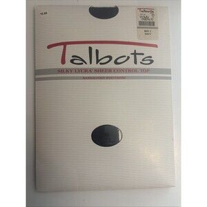 Talbots Silky Lycra Sheer Control Top Sandalfoot Pantyhose Size C Navy Blue